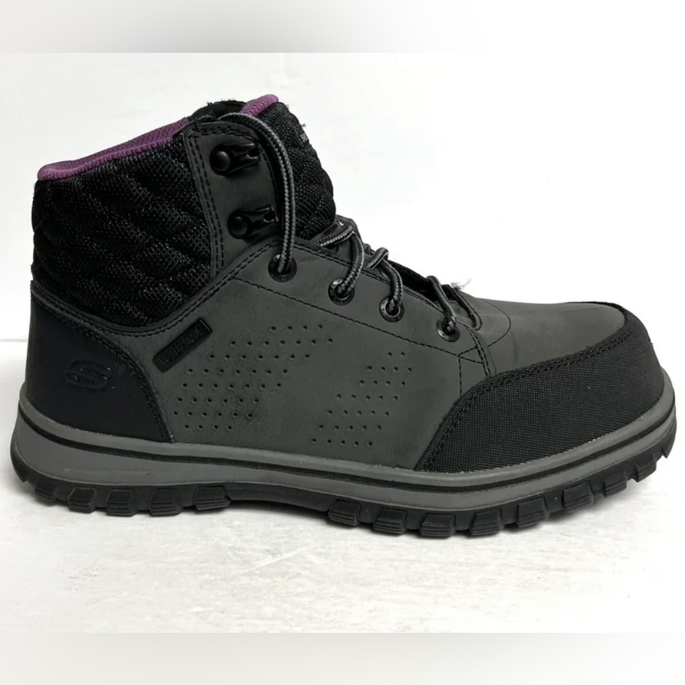 Skechers Womens Mccoll Comp Toe Waterproof Boot Gray/Black 7.5 M